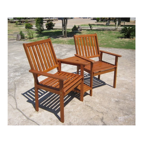 Градински двоен фотьойл от евкалиптова дървесина ADDU Edison - Garden Pleasure-image-1