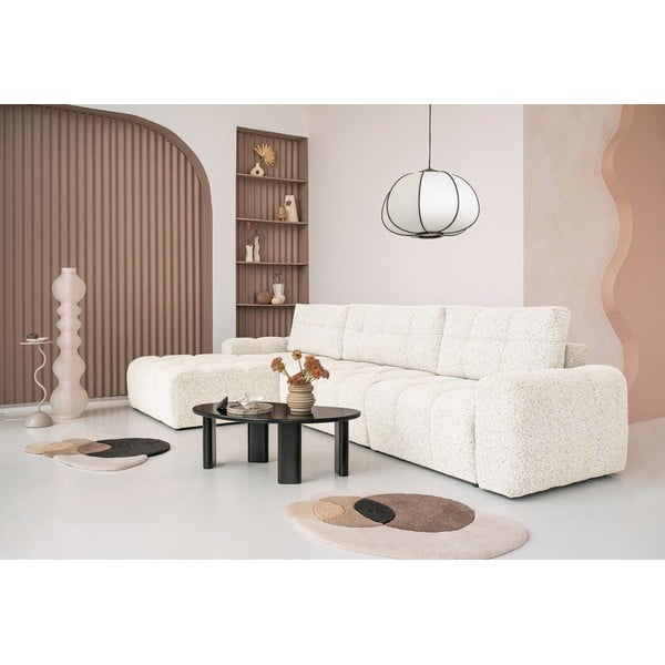 Кремав разтегателен модулен ъглов диван с място за съхранение (ляв ъгъл) Lulu – Miuform-image-1
