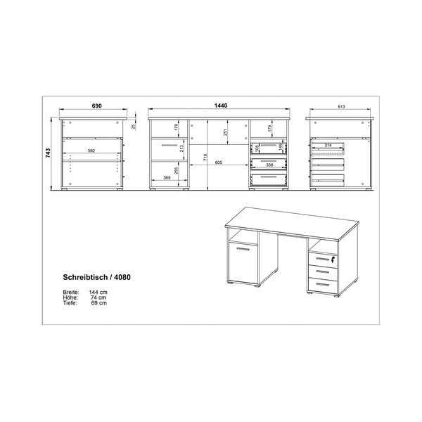 Pracovní stůl v dekoru dubového dřeva Germania Desk-image-3