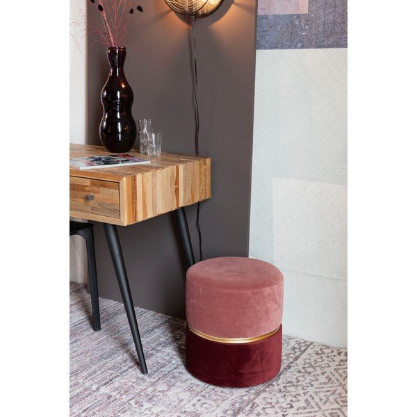 Червено-розова кадифена табуретка Bubbly – White Label-image-1