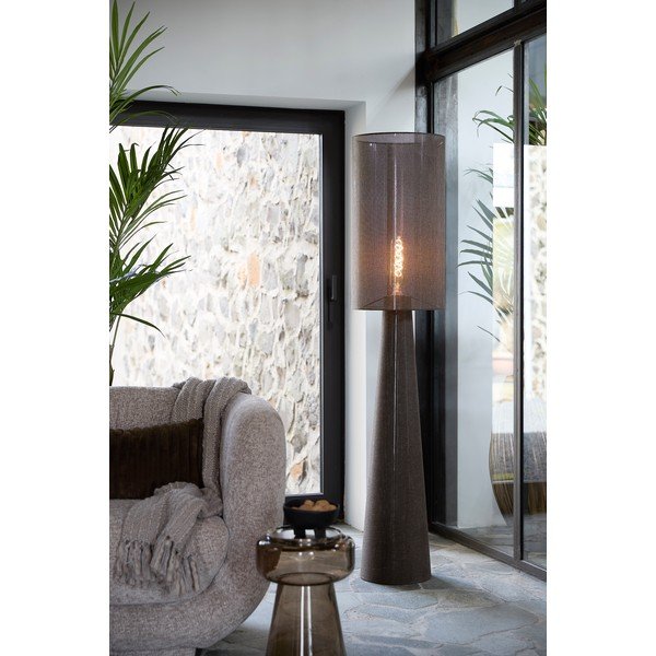 Кафява подова лампа с текстилен абажур (височина 180 cm) Micky – Light & Living-image-1