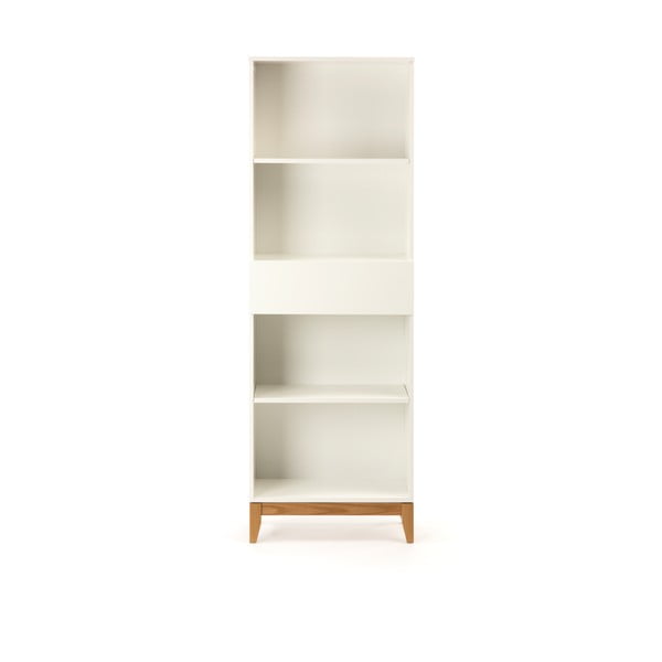 Бял шкаф за книги 62x180 cm Blanco - Woodman