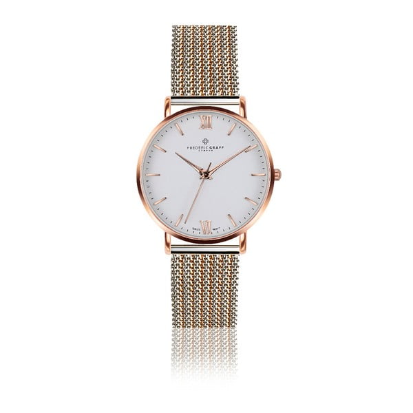 Дамски часовник с каишка от неръждаема стомана в сребристо и златисто розово Dent - Frederic Graff