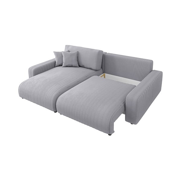 Светлосив разтегателен ъглов диван от рипсено кадифе (променлив) Sara – Ropez-image-3