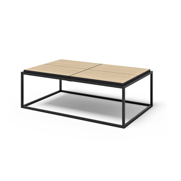 Масичка за кафе с дъбов плот в черен и естествен цвят 75x120 cm Douro - TemaHome-image-2