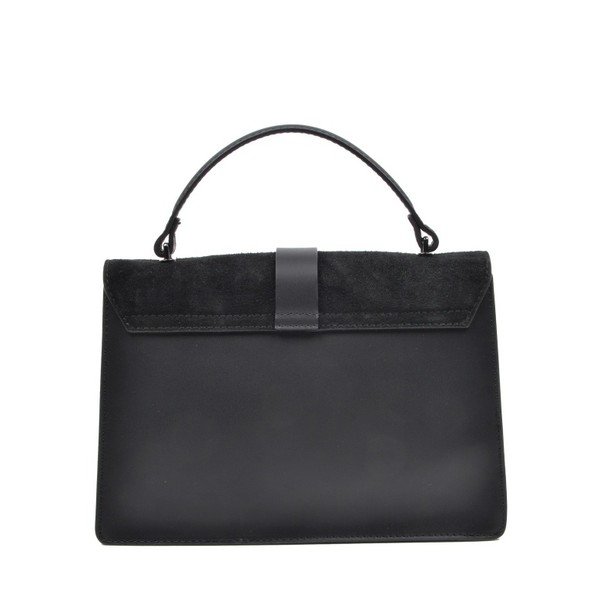 Черна кожена чанта Mangotti Largotte - Mangotti Bags-image-2