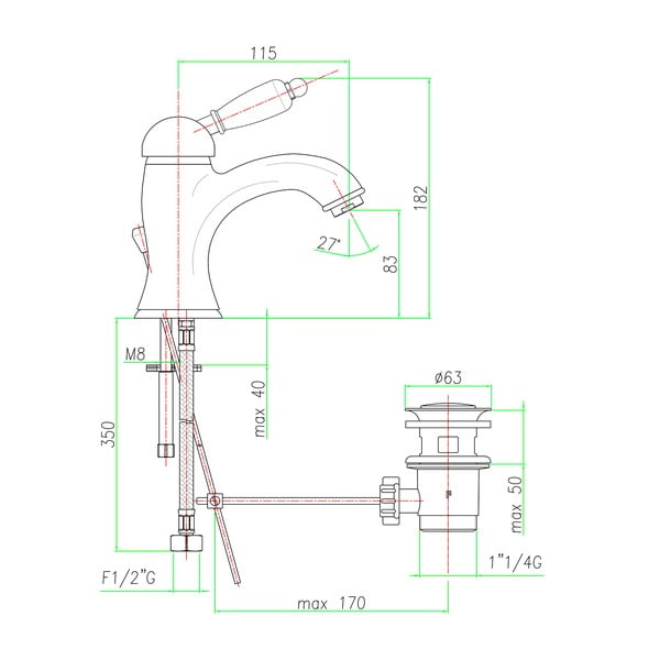 Стояща батерия за мивка в сребрист цвят Kirké White – Sapho-image-2