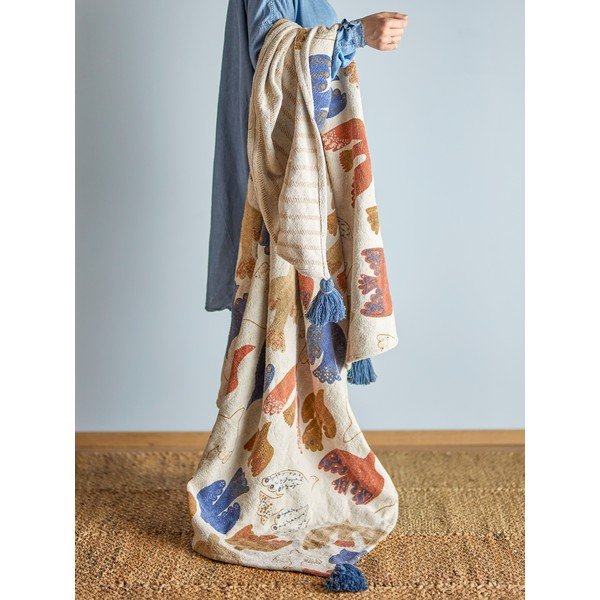 Кафяво одеяло от рециклиран памук 130x160 cm Anniversary – Bloomingville-image-1