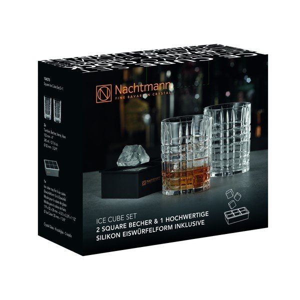 Комплект от 2 кристални чаши и ледогенератор Whiskey, 345 ml Square - Nachtmann-image-2