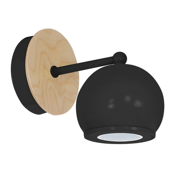 Черна стенна лампа с дървени детайли Bolle - Unknown