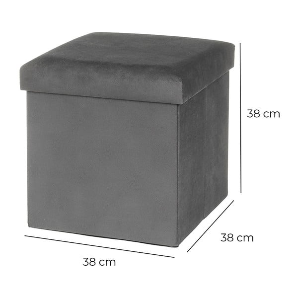 Тъмносива кадифена табуретка Estela – Casa Selección-image-3