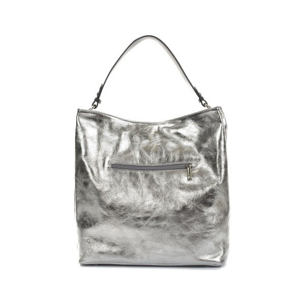 Kožená kabelka ve stříbrné barvě Mangotti Bags Studo-image-3