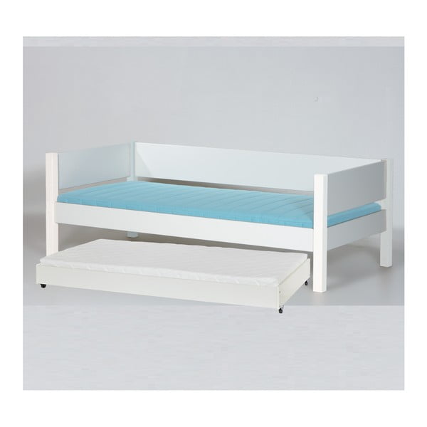 Бяло детско легло с предпазни странични релси и разтегателно допълнително легло Liv, 90 x 200 cm - Manis-h