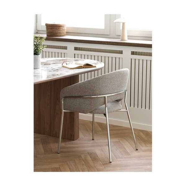 Светлосив стоманен трапезен стол с подлакътници Costa – House Nordic-image-2