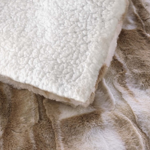 Бежово одеяло от изкуствена кожа 180x220 cm Cheyenne – douceur d'intérieur-image-3