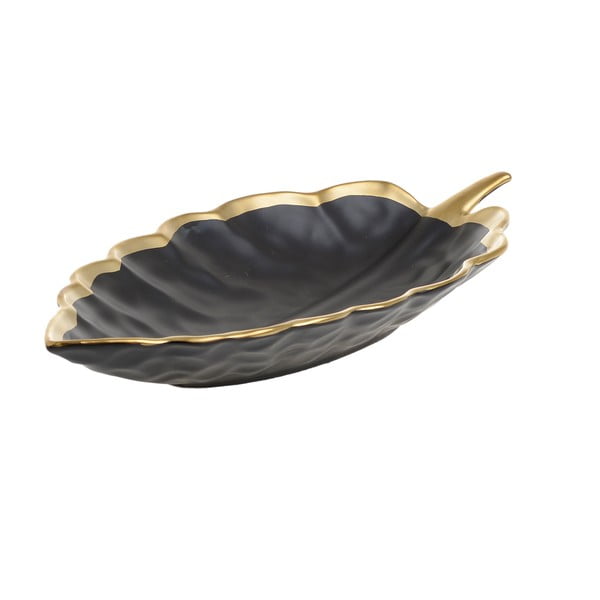 Черна порцеланова купа за сервиране Leafy, 33 x 17,5 cm - InArt