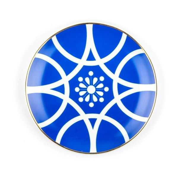 Modrobílý porcelánový talíř Vivas Larin, Ø 23 cm