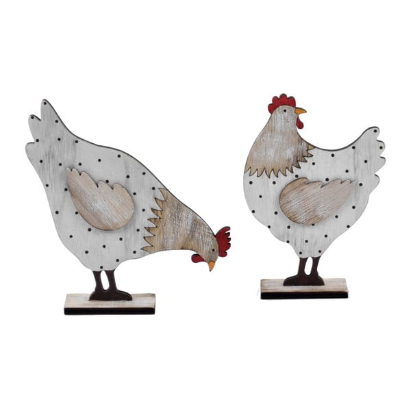 Комплект от 2 големи дървени декорации във формата на пилета Ego Dekor, 26 x 27 cm - Ego Dekor