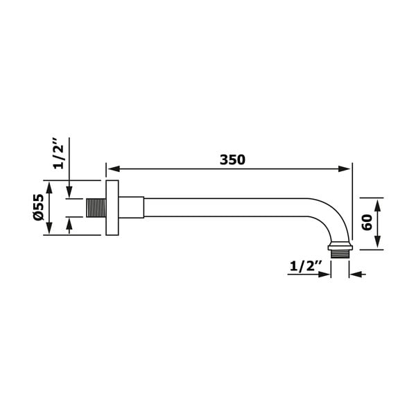 Матово черно месингова част за свързване към душ Aqualine  – Sapho-image-1