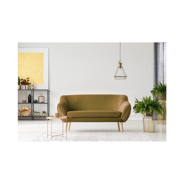 Hořčicově žlutá dvoumístná pohovka Mazzini Sofas Benito-image-4