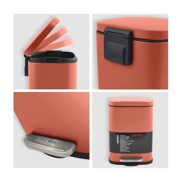 Теракотено стоманено кошче за боклук с педал 5 l   Akira – Spirella-image-3