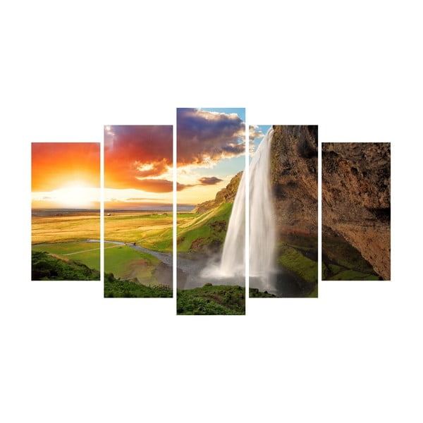 Картина от няколко части върху платно Пейзаж с водопад - Unknown