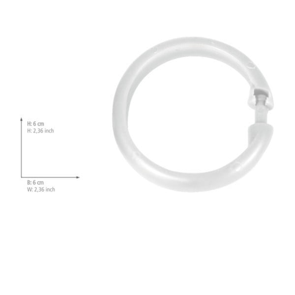 Комплект от 12 бели пластмасови пръстена за завеса за душ - Wenko-image-1