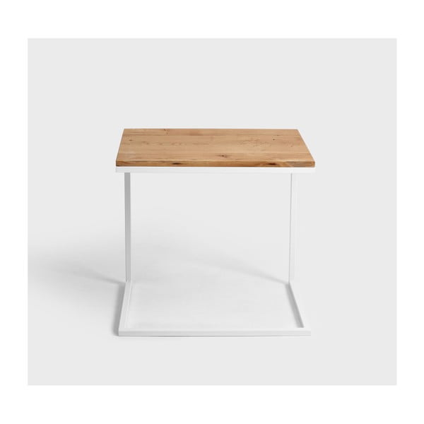 Маса с бяла основа и масивен дъбов плот Lupe - CustomForm-image-3