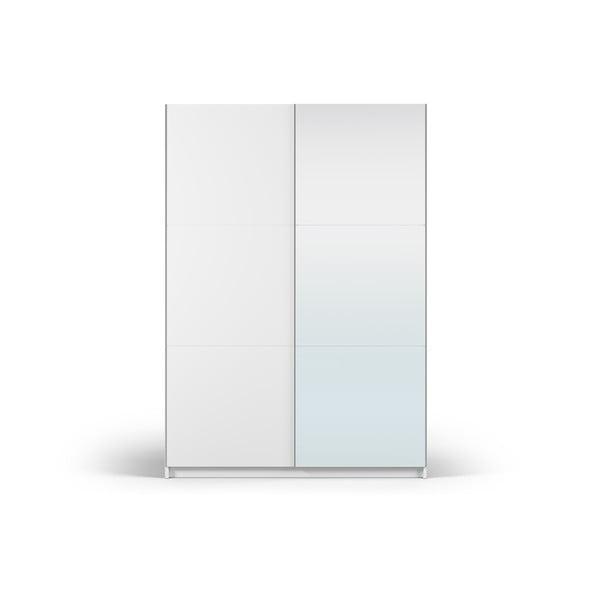 Бял гардероб с огледало и плъзгащи се врати 151x215 cm Lisburn - Cosmopolitan Design