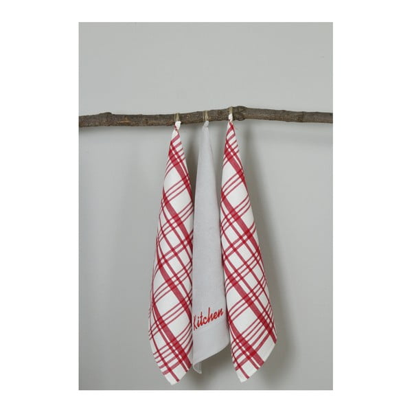 Комплект от 3 червени и бели кухненски кърпи Кухня, 50 x 70 cm - My Home Plus