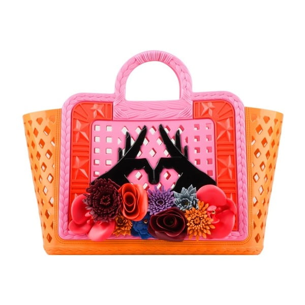 Oranžovo-růžová plastová kabelka Kartell Parati