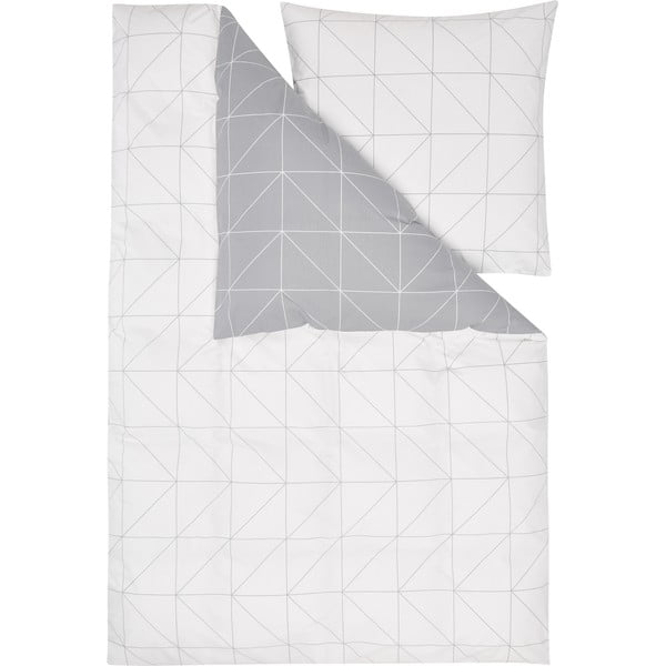 Бяло и сиво памучно спално бельо за единично легло by46 , 135 x 200 cm Marla - Westwing Collection