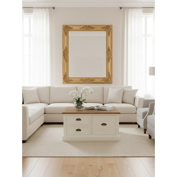 Бяла масичка за кафе от декор на ела 90x90 cm Hardwick – Premier Housewares-image-3