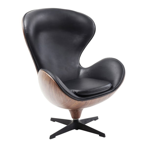 Въртящ се фотьойл в черно и кафяво - Kare Design
