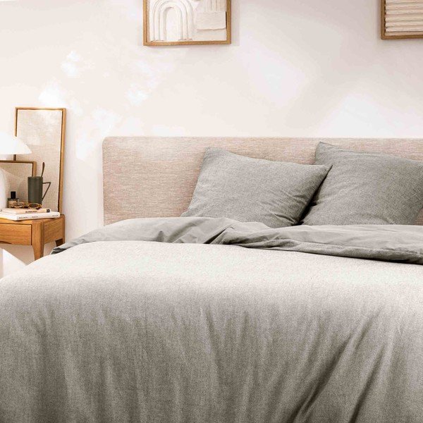 Сиво двойно /удължено 3 части памучно спално бельо 240x220 cm Meline – douceur d'intérieur-image-1