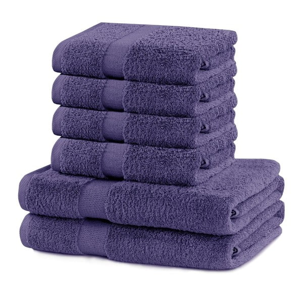 Комплект от 2 памучни лилави кърпи и 4 хавлии Marina - DecoKing