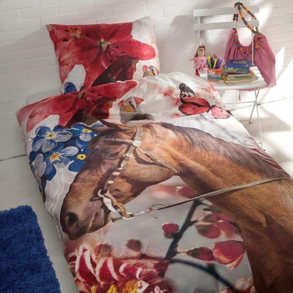 Памучно детско спално бельо за единично легло Flower House, 140 x 200 cm - Ekkelboom