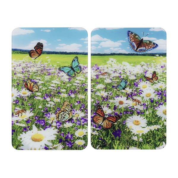 Капаци за печка 2 бр. от закалено стъкло 52x30 cm Summer Meadow – Maximex