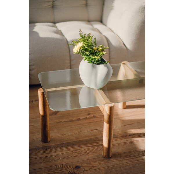 Масичка за кафе със стъклен плот в естествен цвят 55x105 cm Kob – noo.ma-image-3