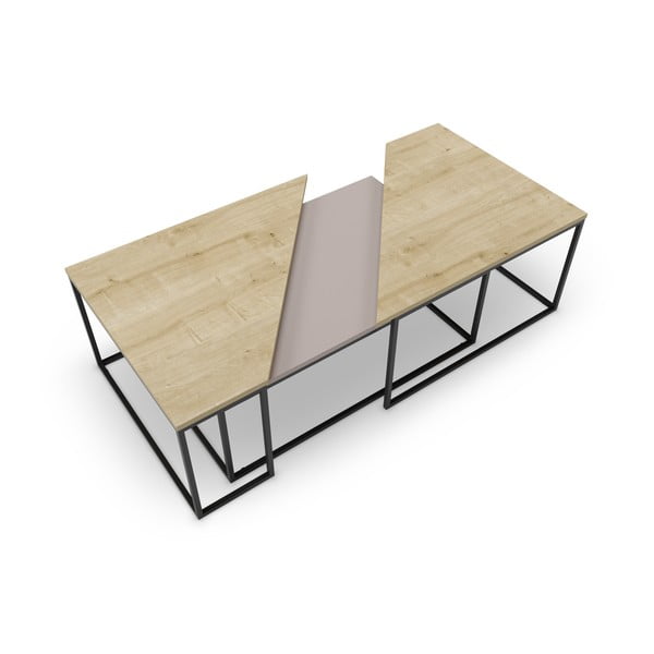 Масички за кафе в комплект от 3 бр. с дъбов плот 70x110 cm Titan – Marckeric-image-4