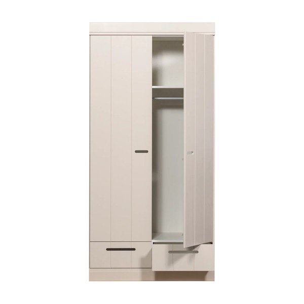 Сиво-бежов гардероб от масивен бор 94x195x53 cm Connect – WOOOD-image-3