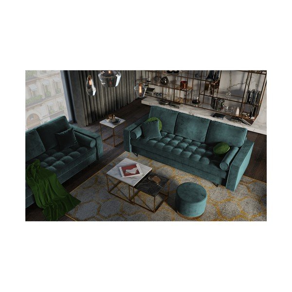 Петролнозелено кадифено канапе Santo - Milo Casa-image-1