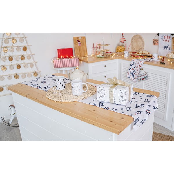 Коледна памучна покривка за маса 140x40 cm Merry Blue Christmas - Butter Kings-image-1