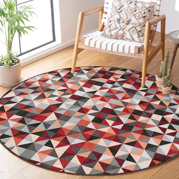 Червено-сив кръгъл килим подходящ за пране ø 150 cm Ignite – Mila Home-image-3