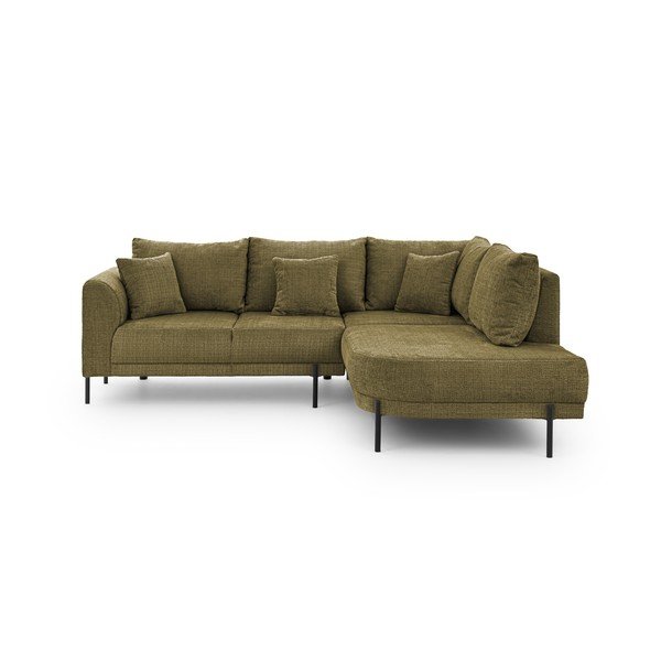 Зелен шенилов ъглов диван (десен ъгъл/L форма) Mauris  – Ropez