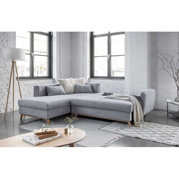 Светлосив ъглов разтегателен диван ляв ъгъл, Scandic Lagom - Miuform-image-4