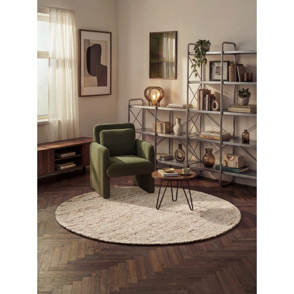 Бежов ръчно изработен вълнен кръгъл килим ø 200 cm Bexley Woolwich – Ted Baker-image-1