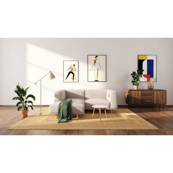 Бежов ъглов диван от плат bouclé (ляв ъгъл) Kukumo - Ame Yens-image-3