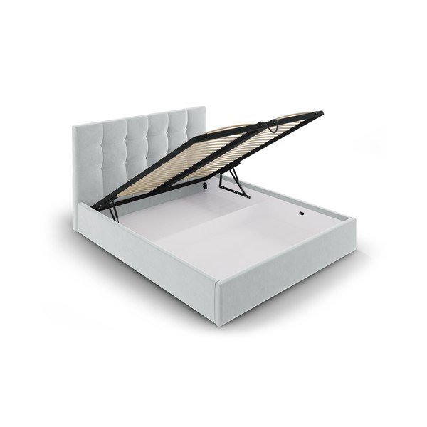 Светлосиво кадифено двойно легло , 140 x 200 cm Nerin - Mazzini Beds-image-3