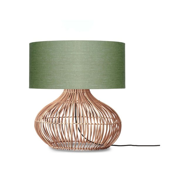 Настолна лампа с текстилен абажур в зелено-натурален цвят (височина 60 cm) Kalahari - Good&Mojo